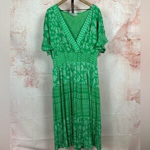 J. GEE boho artisan gauze maxi dress size XL resort goddess modern prairie green